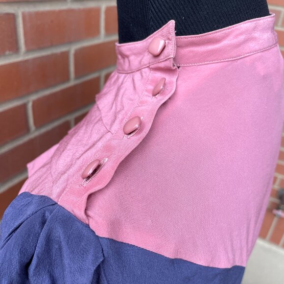 Vintage 80s Fabio Delini Pink Purple Silk Blouse| Size XS/S - Picture 8 of 10